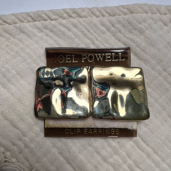 Vintage Joel Powell Designs Clip Earrings Gold - Picture 1 of 5